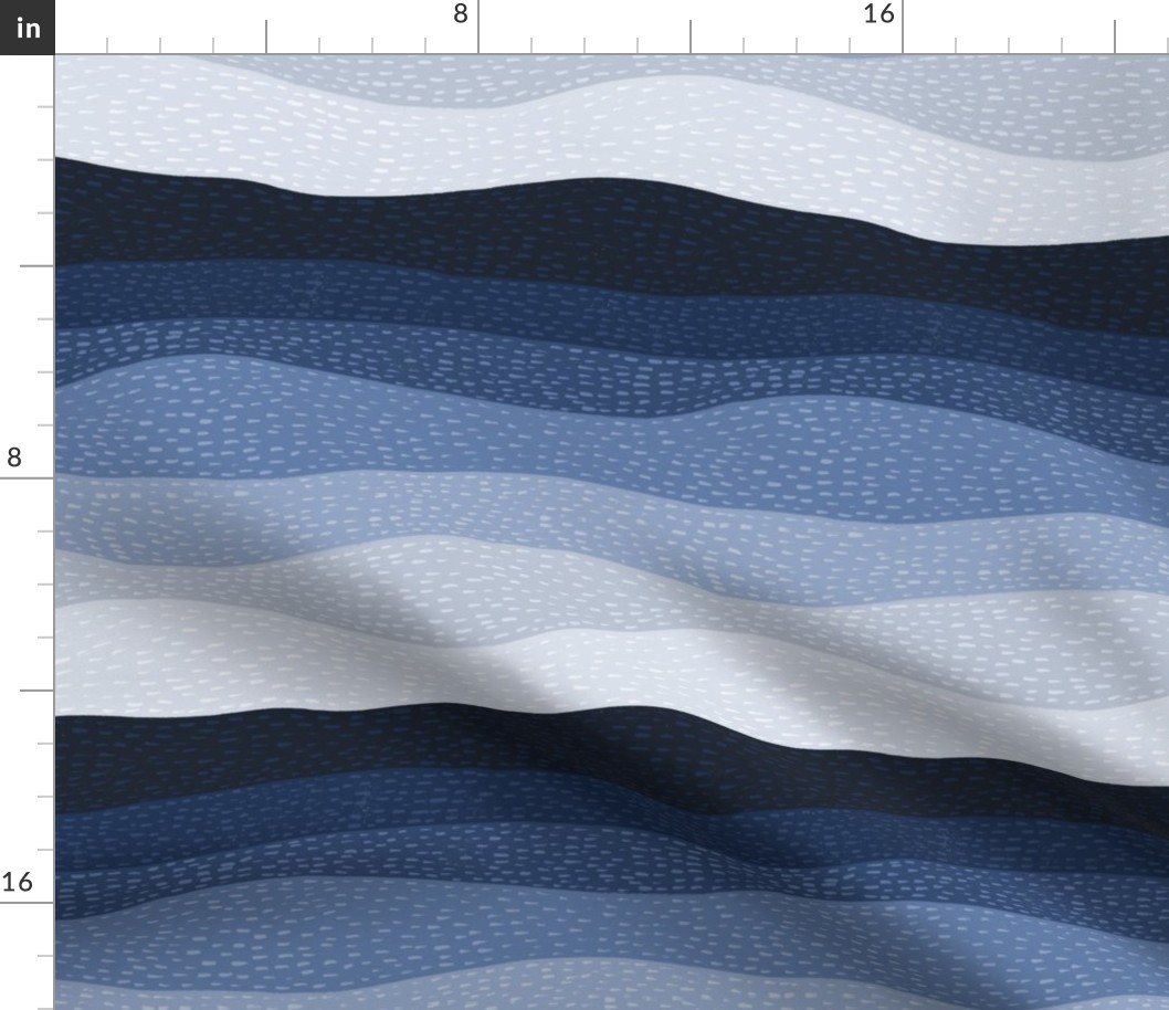 Stitched Waves - textured blue ombre- medium scale