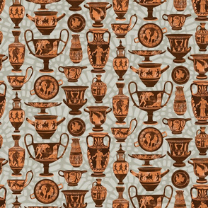 Etruscan Vases in Sage