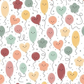 (M Scale) Earth Tones Balloons Seamless Pattern