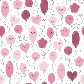 (M Scale) Muted Pink Balloons Seamless Pattern