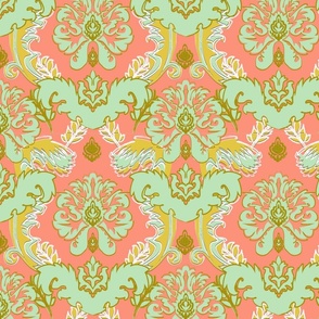 Very Pretty Victorian Damask coral pink