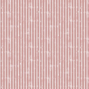 Dusty rose and white scratched stripes