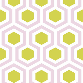 chartreuse and light purple geometric hexagon honeycombs | large scale