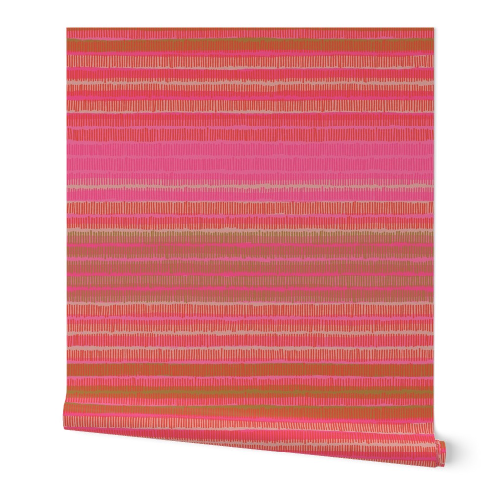 large scale kinfolk dashed stripe / bright pink