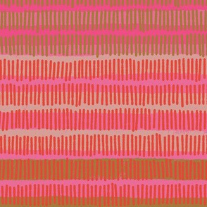 large scale kinfolk dashed stripe / bright pink
