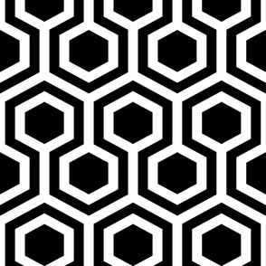 black and white geometric hexagon honeycombs | large scale