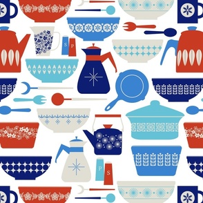vintage kitchen - red white and blue - white background-01