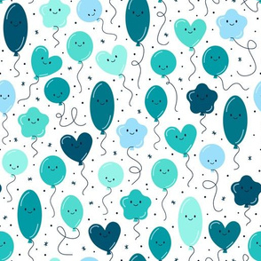 (M Scale) Teal Balloons Seamless Pattern 