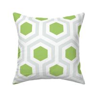 silver light grey and green geometric hexagon honeycombs | large scale