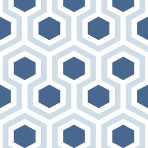 yale blue light blue on white geometric hexagon honeycombs | large scale