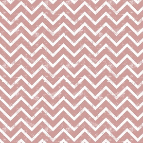 Dusty  pink scratched chevron on white
