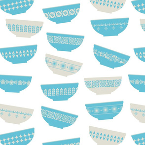 scattered blue doily pyrex bowls