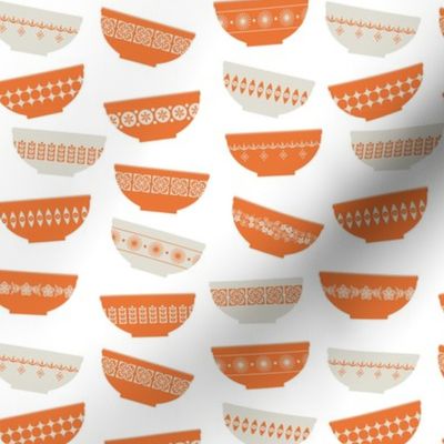 scattered orange pyrex bowls-ditsy