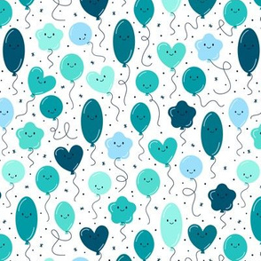 (S Scale) Teal Balloons Seamless Pattern