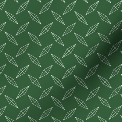 Diamond Plate Metal - White on Hunter Green Geometric outline