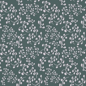 Simple Botanical Leaf Pattern of Twigs and Sprigs - Cream and Gray