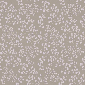 Simple Botanical Leaf Pattern of Twigs and Sprigs - Cream and Beige
