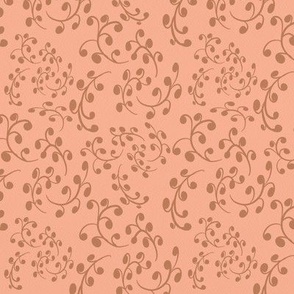 Simple Botanical Leaf Pattern of Twigs and Sprigs - Peach and Tan