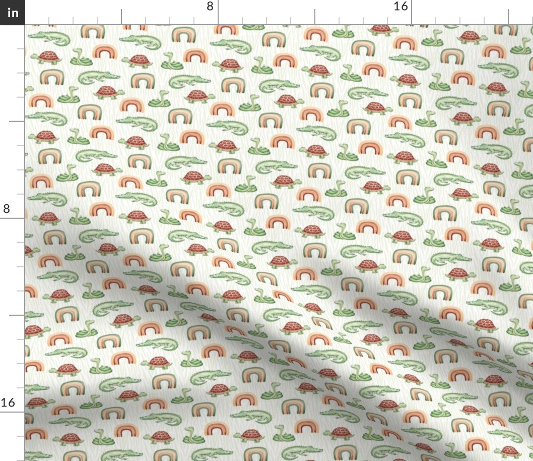 Small Safari Animals and Rainbows Baby Nursery Watercolor Tropical Turtle Snake Alligator