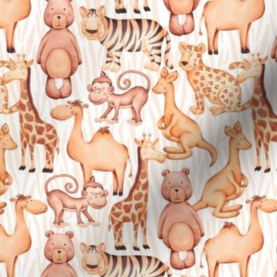 Medium Tropical Safari Animals Baby Monkey Kangaroo Leopard Giraffe Bear Tiger Camel Lion