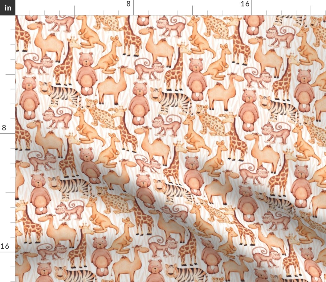 Medium Tropical Safari Animals Baby Monkey Kangaroo Leopard Giraffe Bear Tiger Camel Lion