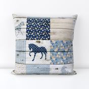Horse Patchwork Blue - 6 inch squares