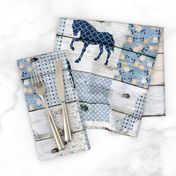 Horse Patchwork Blue - 6 inch squares