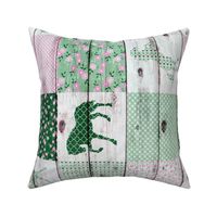 Horse Patchwork Green Pink Rotated - 6 inch squares