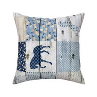 Horse Patchwork Blue Rotated - 6 inch squares