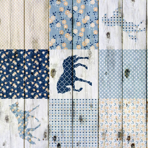 Horse Patchwork Blue Rotated - 6 inch squares