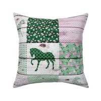 Horse Patchwork Green Pink - 6 inch squares
