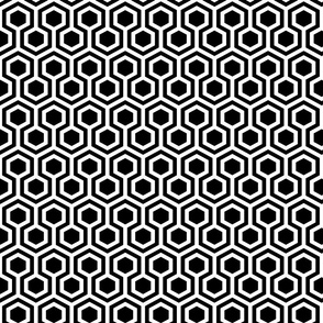 black and white geometric honeycomb hexagons | small scale