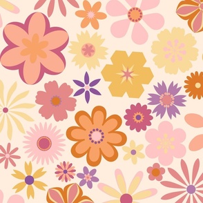 Vintage Floral- Pink, Peach, Yellow