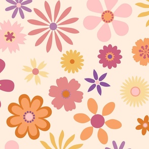 Vintage Floral- Pink, Peach, Yellow More Space