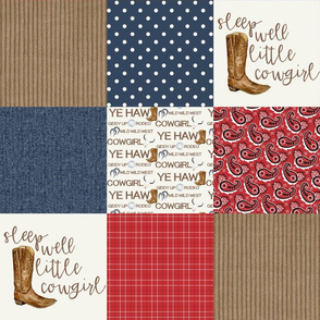 Western//Sleep Well Little Cowgirl//Blue&Red - Wholecloth Cheater Quilt