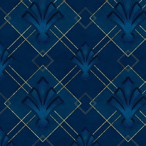 Blue Gold Elegant Art Deco Retro Design 