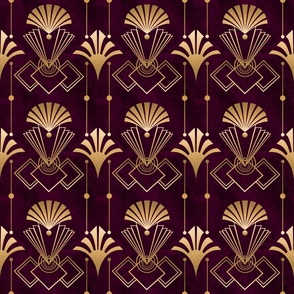 Elegant Art Deco Burgundy Red And Gold