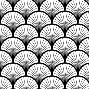 Minimalistic Art Deco Fan Pattern Black And White