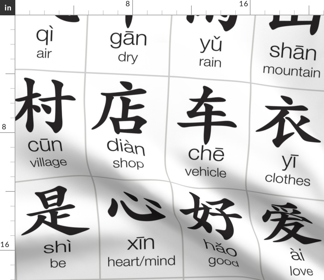 100 Most Common Chinese Characters Fabric Spoonflower