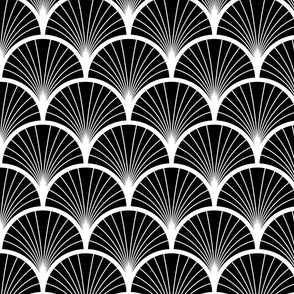 Minimalistic Art Deco Fan Pattern Black And White