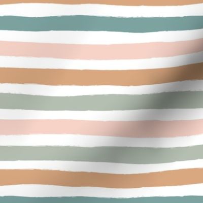 Little distorted horizontal stripes basic minimal strokes spring summer beach tropics white blush sienna mint sage