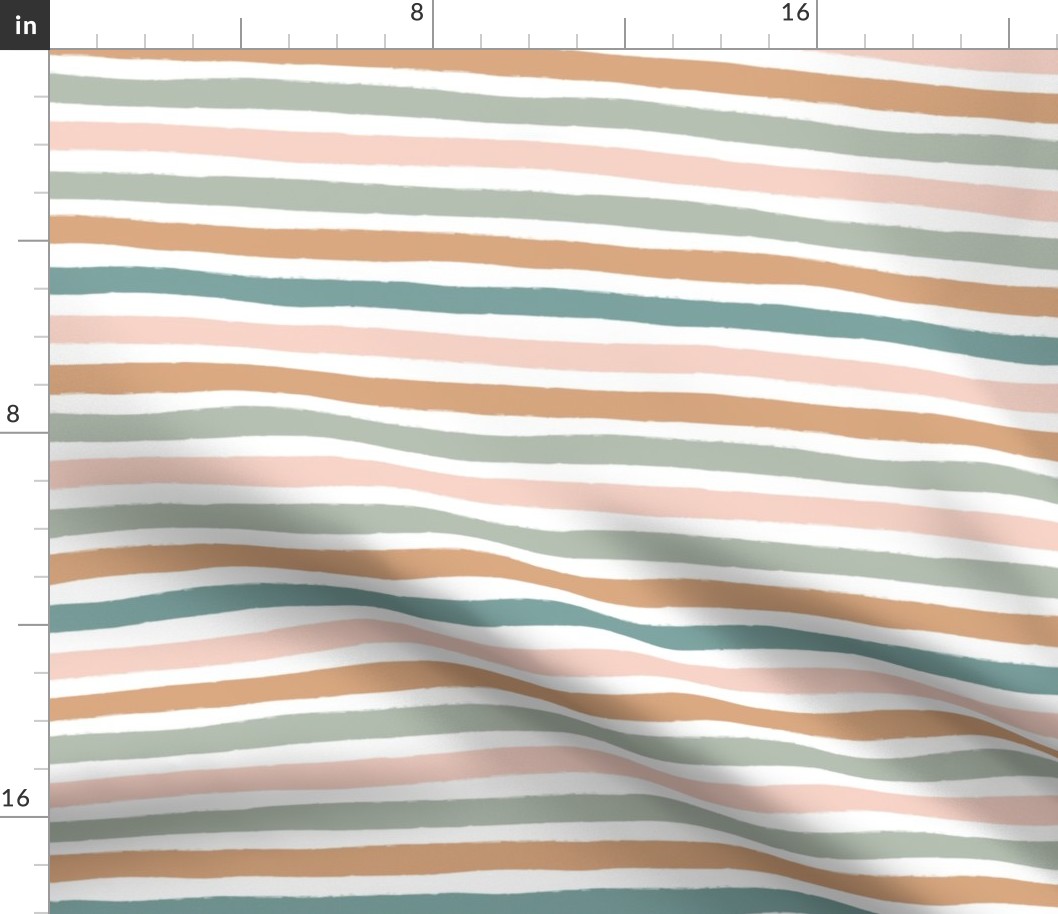 Little distorted horizontal stripes basic minimal strokes spring summer beach tropics white blush sienna mint sage