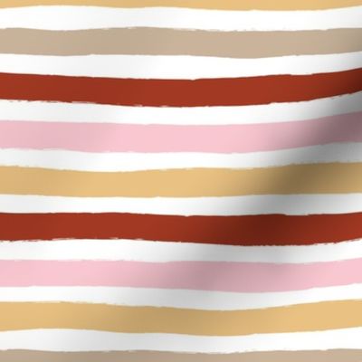 Little distorted horizontal stripes basic minimal strokes spring summer beach tropics white pink red honey yellow