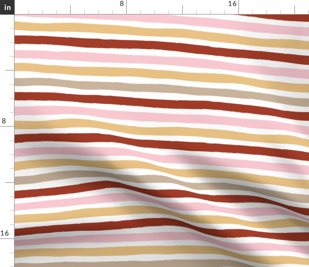 Little distorted horizontal stripes basic minimal strokes spring summer beach tropics white pink red honey yellow