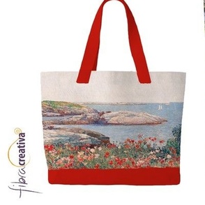 Childe Hassam Poppies Tote bag // 1 yard Cut and sew panel