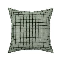 The minimalist distorted grid abstract checkered stripes geometric neutral nursery in black sage green 