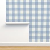 3" soft blue buffalo -plaid on cream