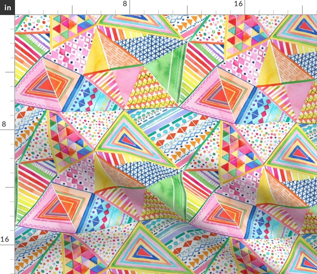 Cheater Quilt Triangles - Colorful geometric patchwork - Small