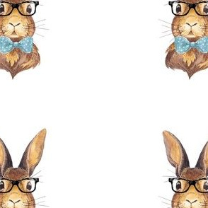 4" Bunny with Glasses inside a 5" square