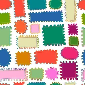 Post stamp collection. Vintage retro pattern